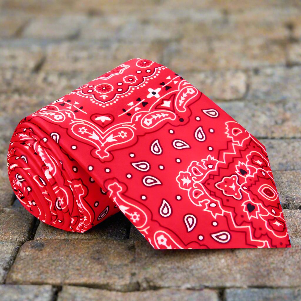 Traditional Red Bandana Paisley Necktie - Main Image