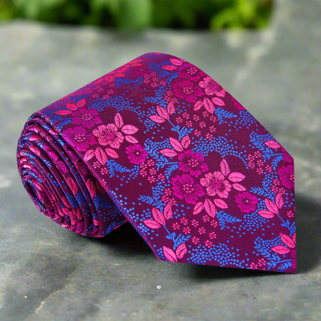 Purple, Pink, Blue Floral Tie