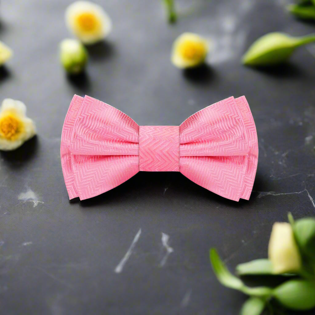 A Light Pink Solid Pattern Self Tie Bow Tie