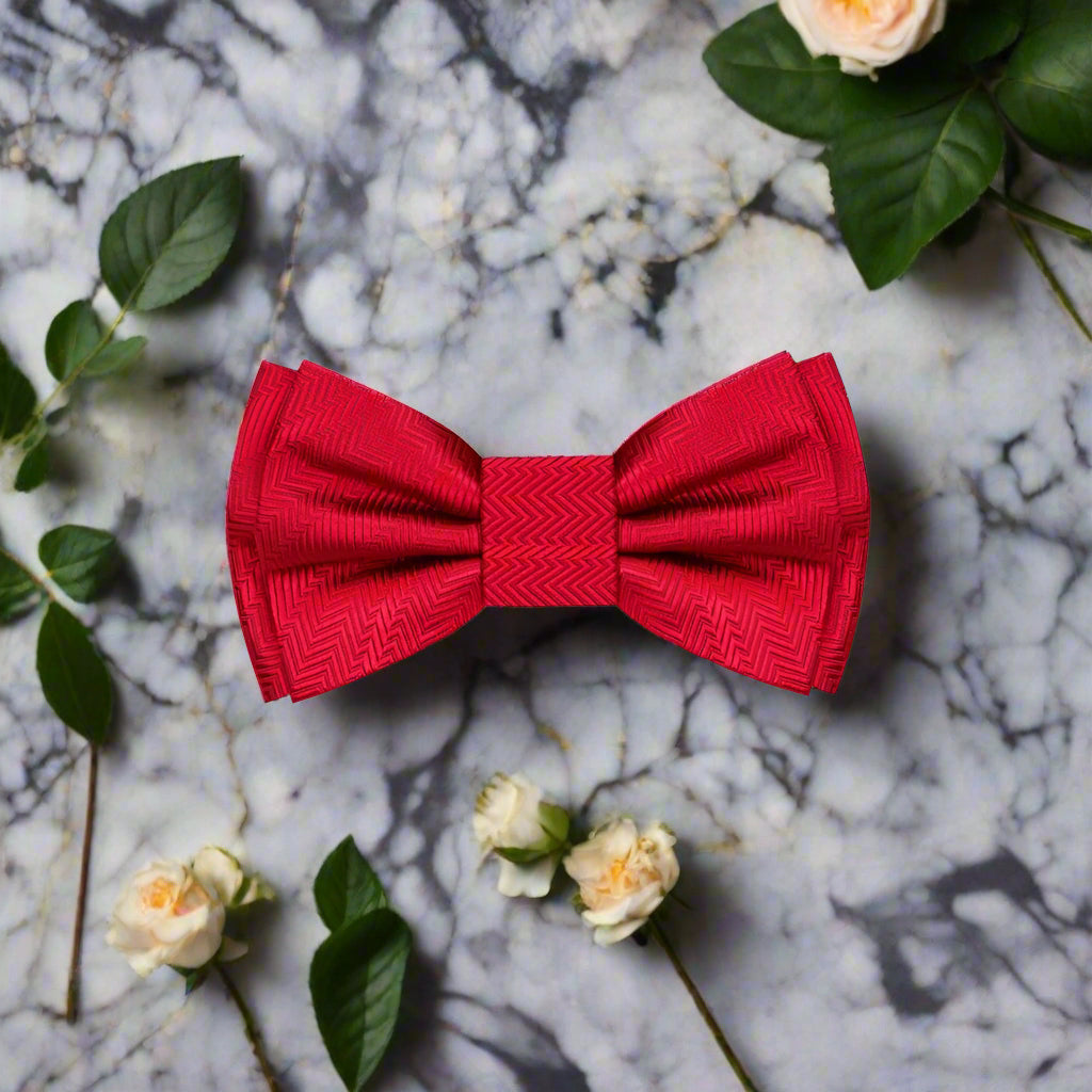 A Real Red Solid Pattern Self Tie Bow Tie,