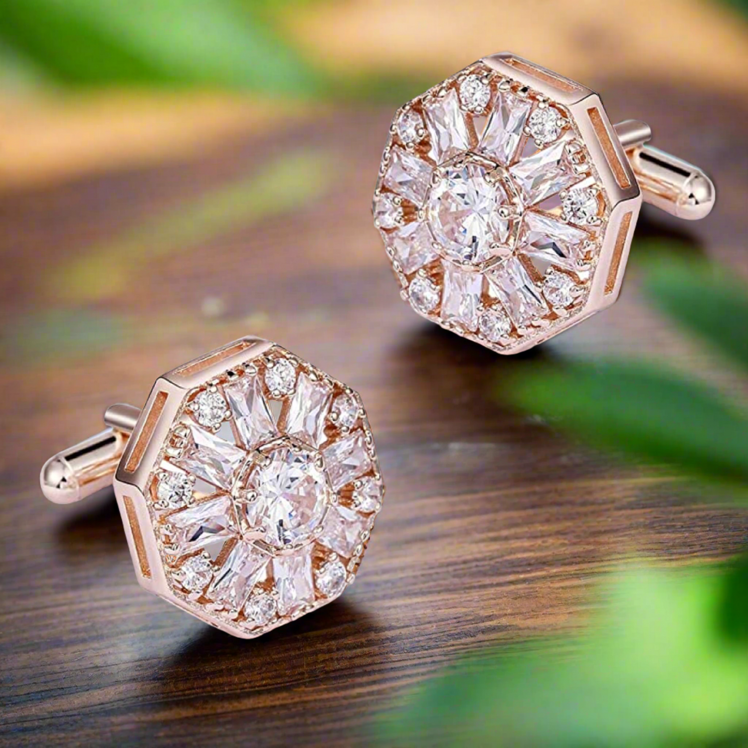 Rose Gold Octagon Cylinder Cufflinks