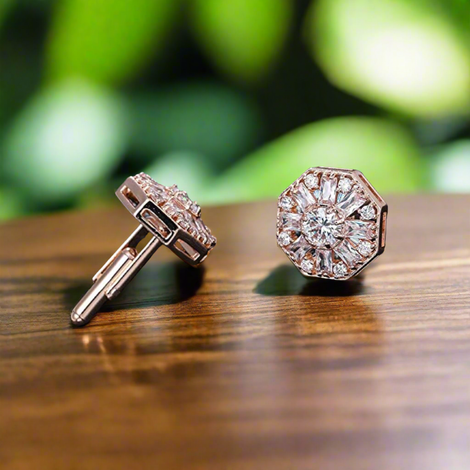 View 2: Rose Gold Octagon Cylinder Cufflinks