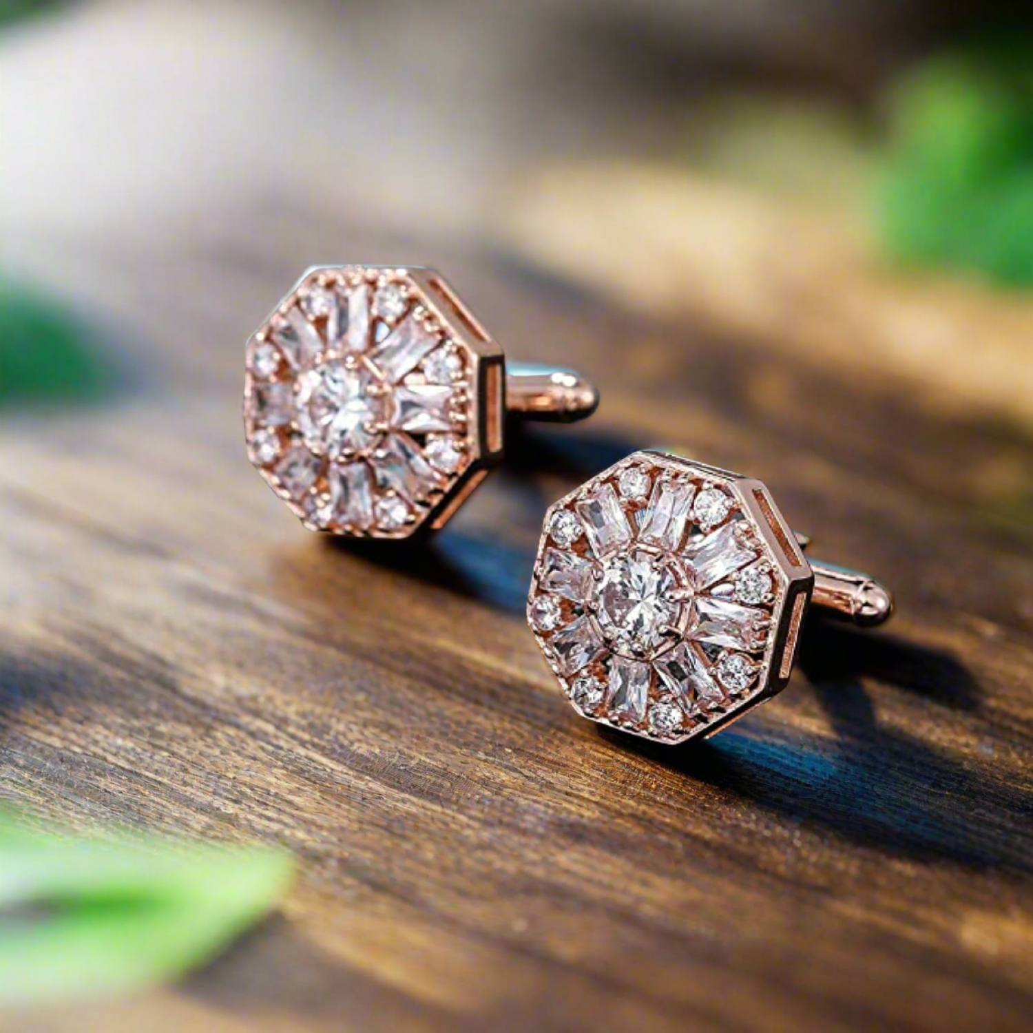 View 4: Rose Gold Octagon Cylinder Cufflinks
