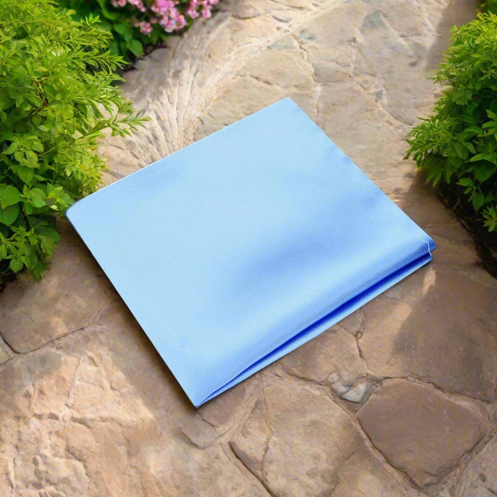 Shining Light Blue Solid Pocket Square