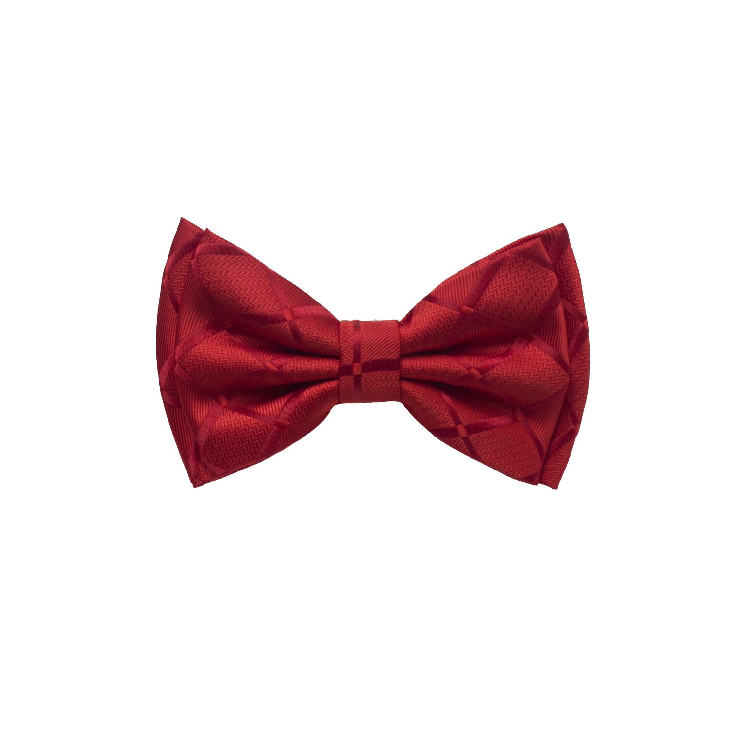 Solid Red with Geometric Texture Bow Tie