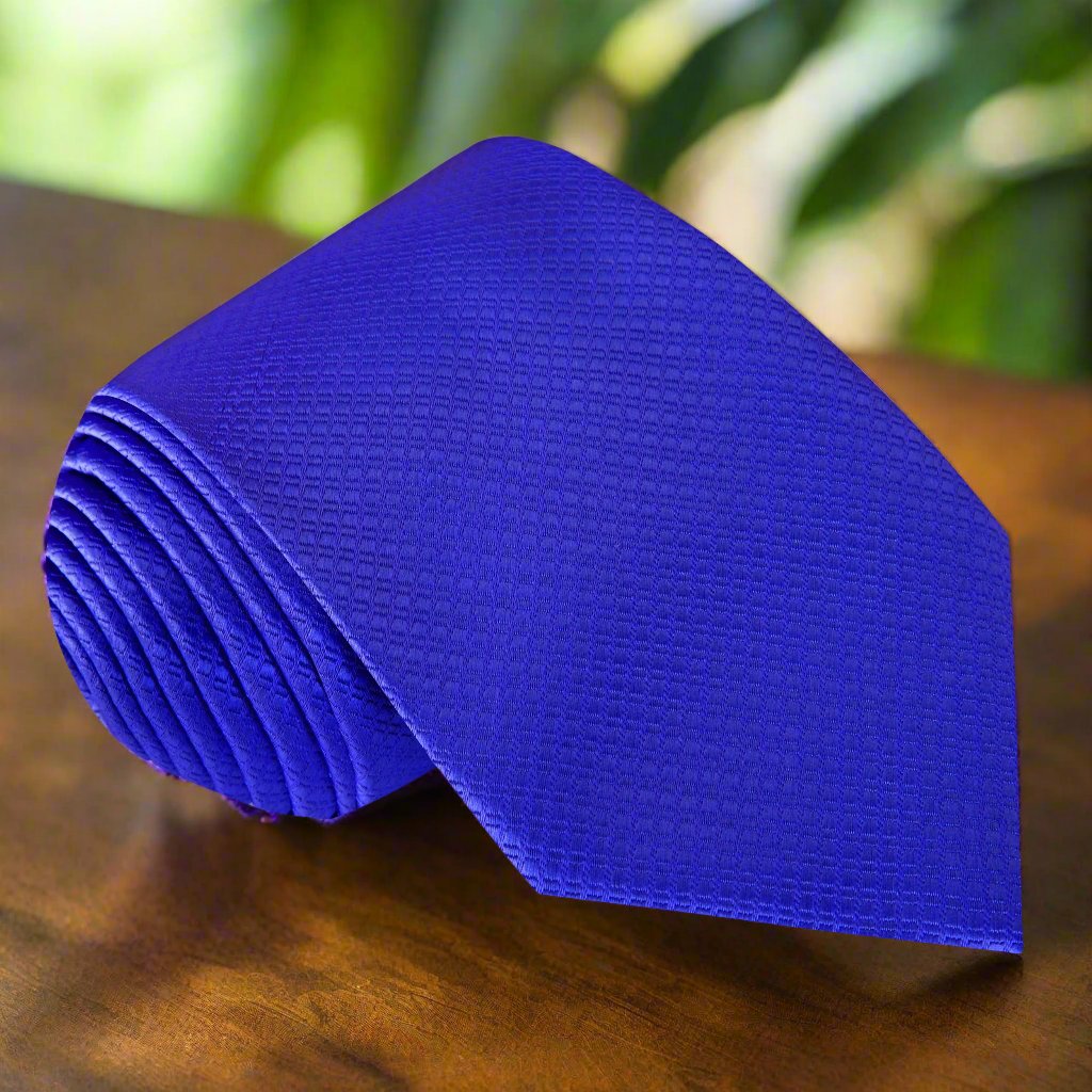 Solid Blue Textured Tie
