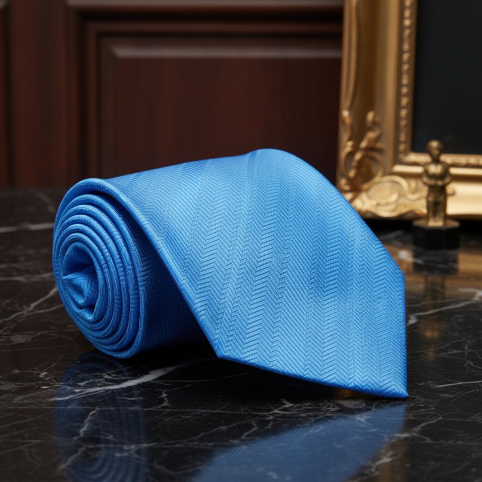 Blue Herringbone Necktie in Electric, Persian, Royal & Sky Blue