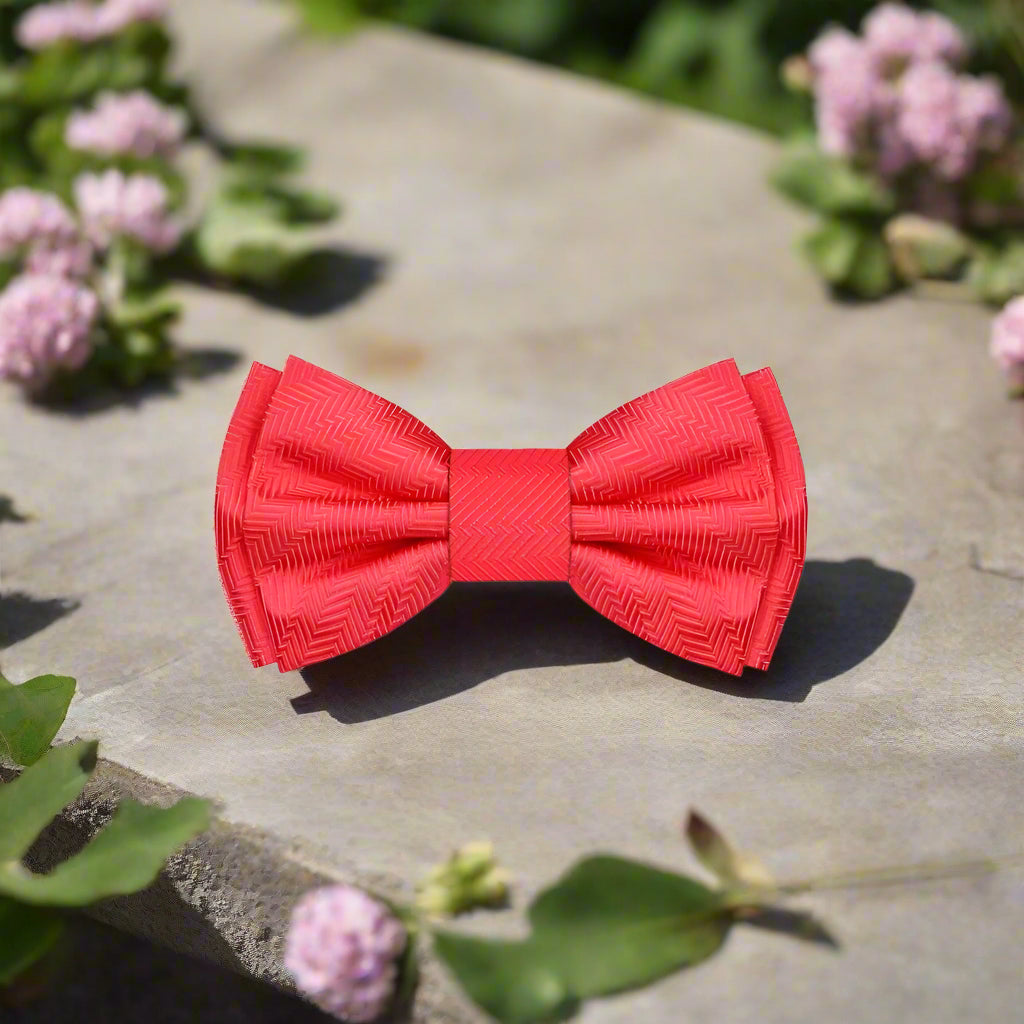 A Coral Solid Pattern Self Tie Bow Tie