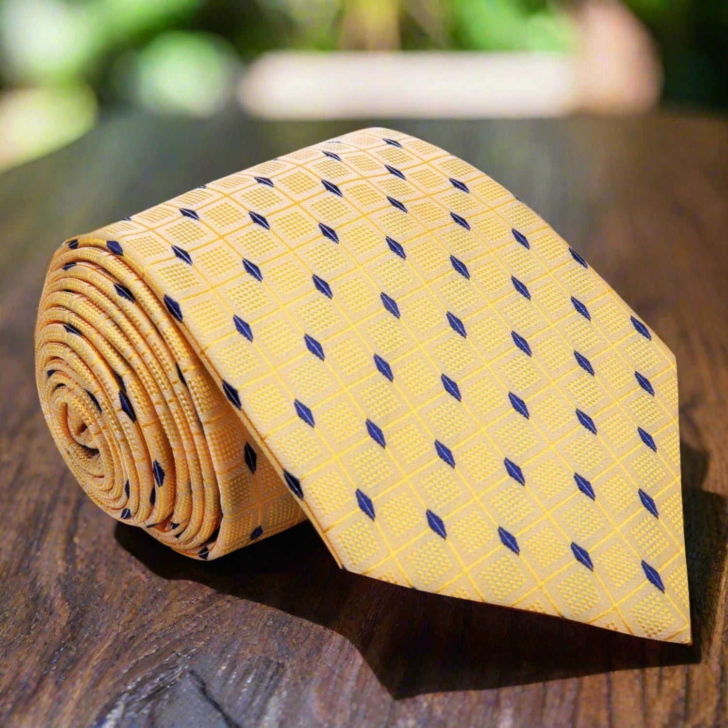Yellow and Blue Geometric Tie