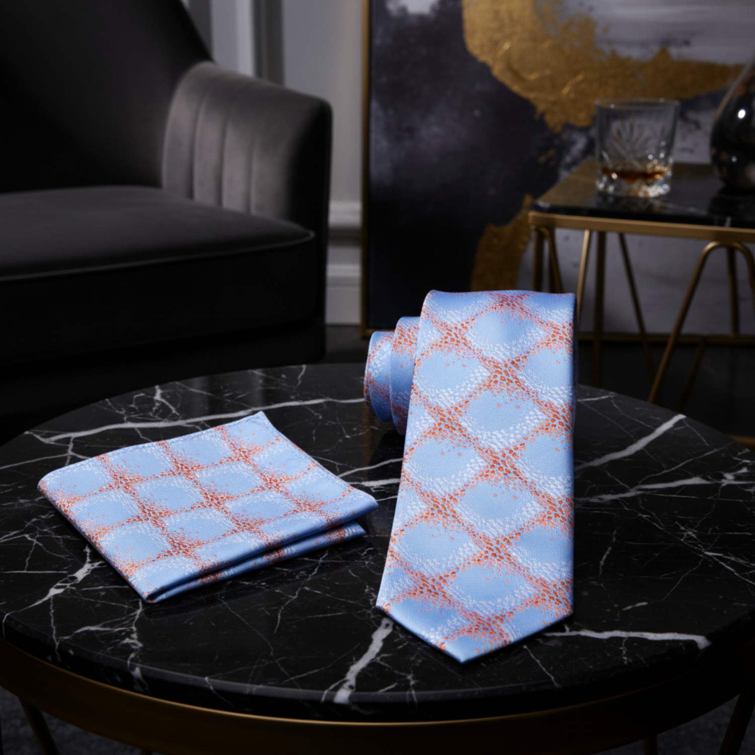 Pattern Work Tie Light Blue Copper Pattern Tie for Weddings, Work & Formal Events