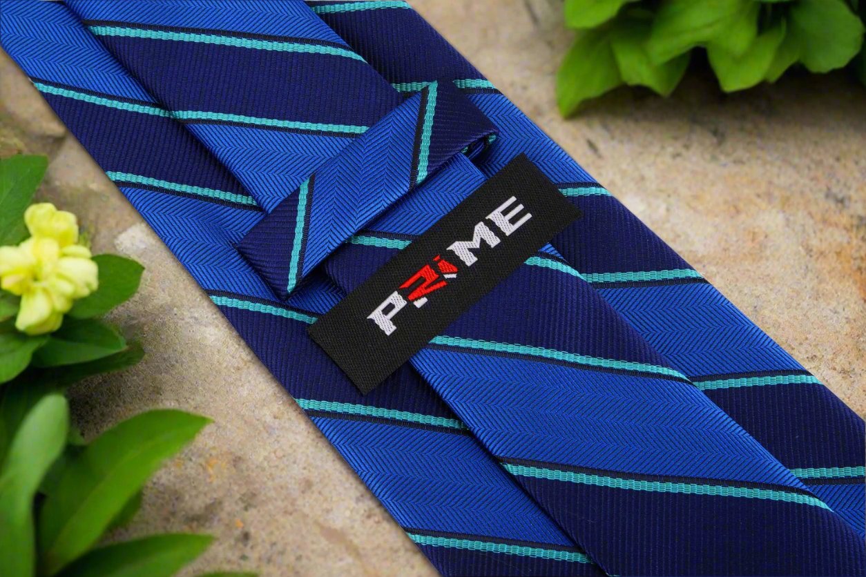 Blue Green Stripe Tie Keep