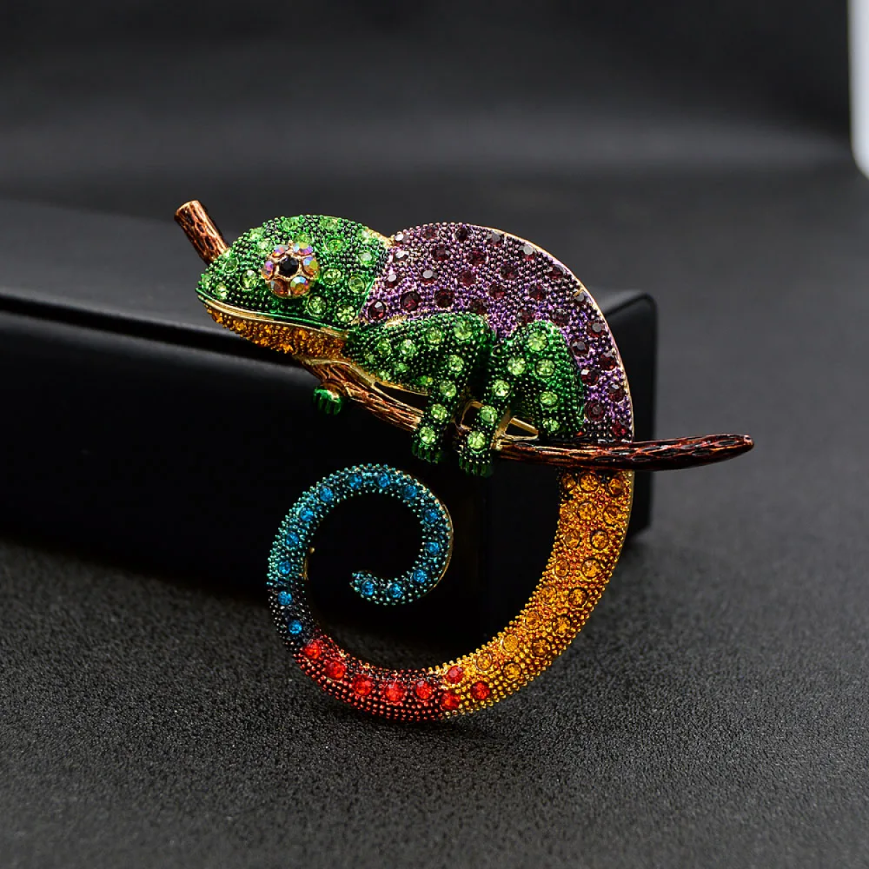 2: Colorful Gemstone Chameleon Lapel Pin