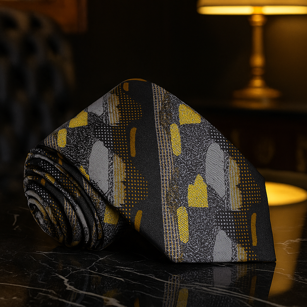 Black, Gold and Grey Abstract Necktie