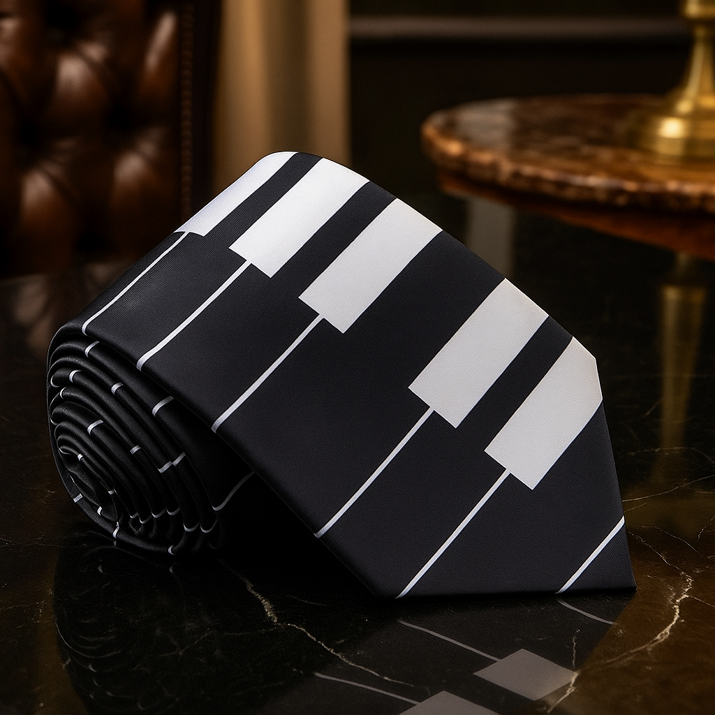 Black Piano Keys Necktie