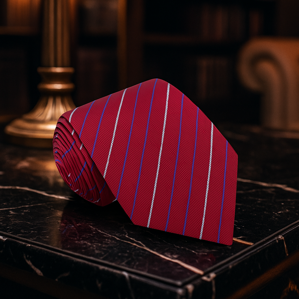 A Red, White, Blue Stripe Pattern Necktie