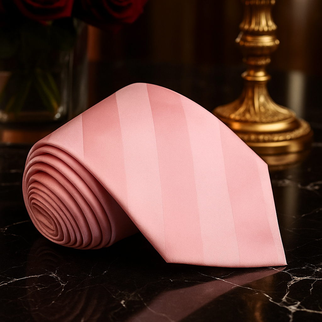 View 2 Mauve Block Stripe Thin Tie||Mauve