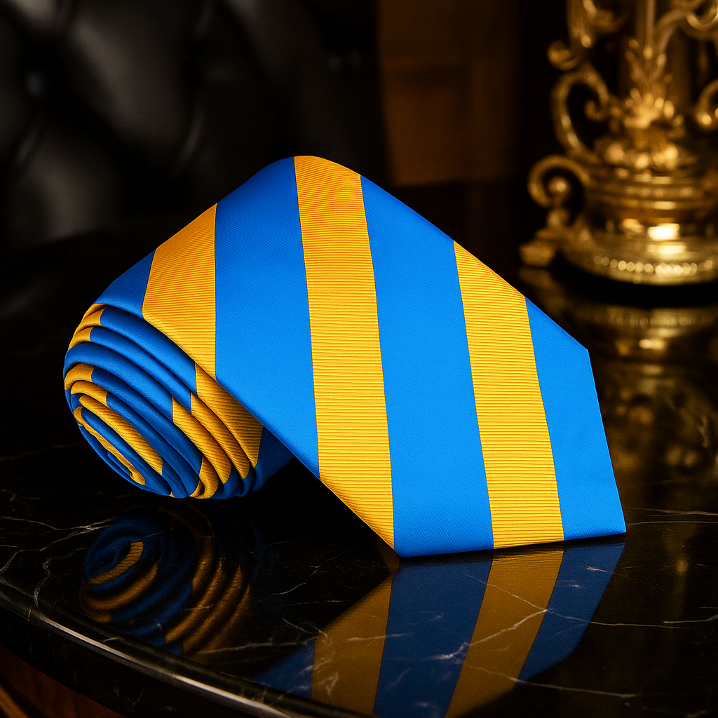 Blue and Yellow Block Stripe Necktie