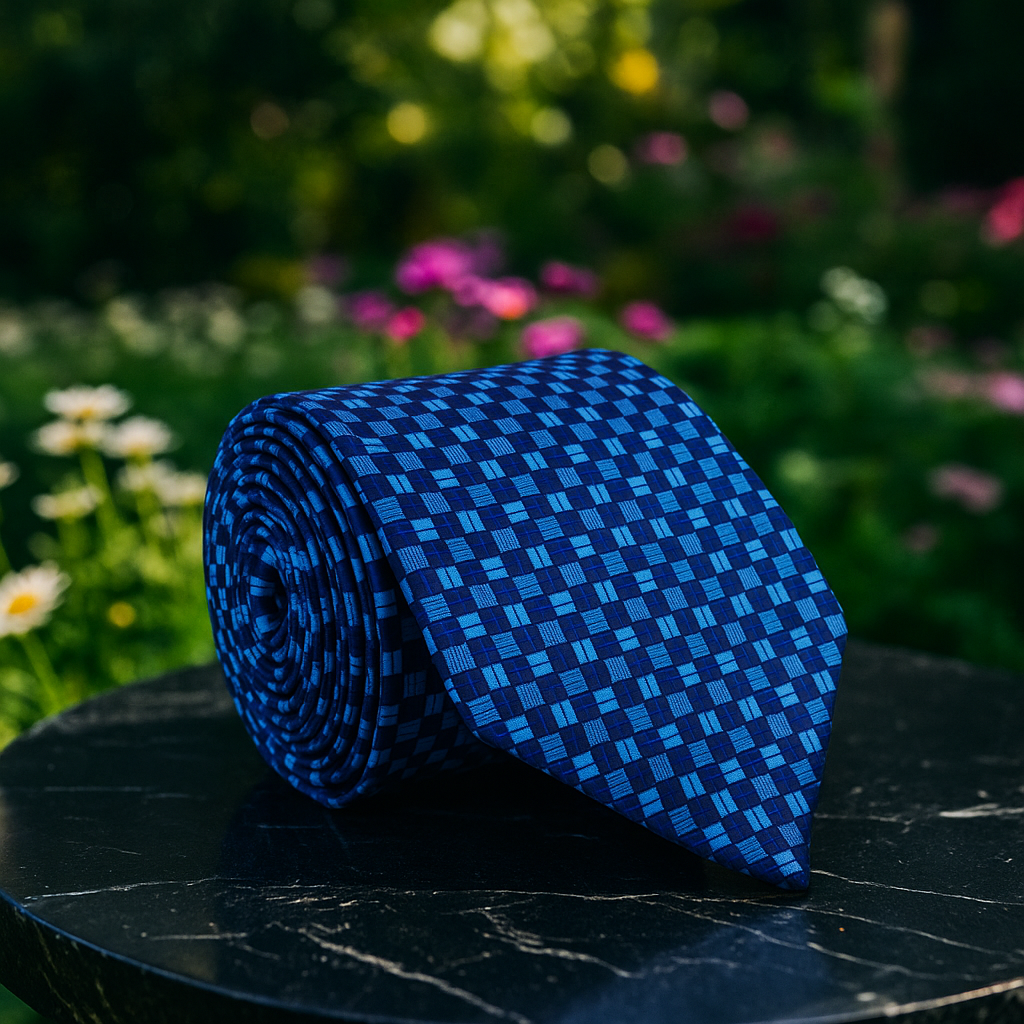 Blue Geometric Necktie  