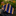 Folded blue and gold striped tie on a dark surface with a blurred floral background