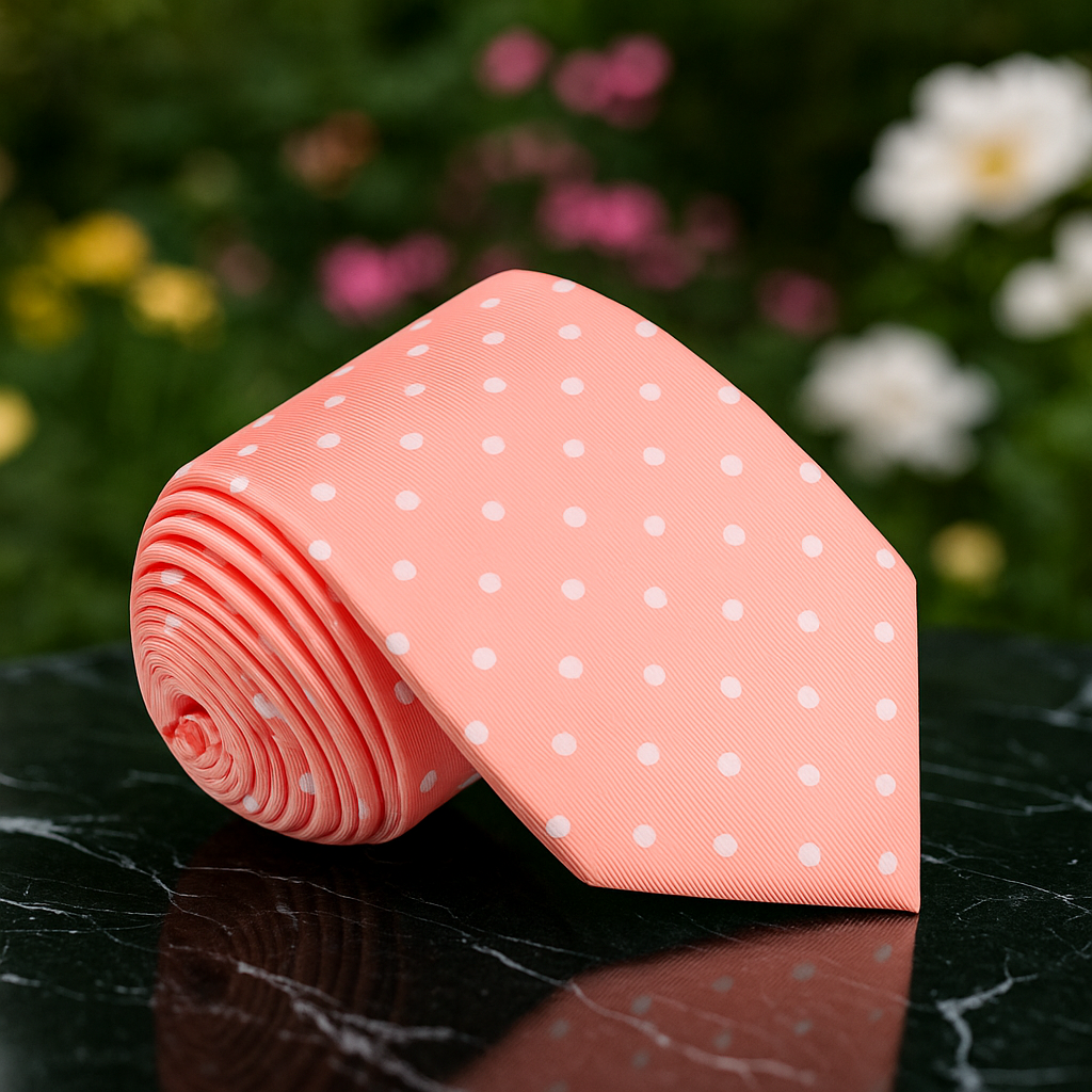Salmon with White Dots Necktie