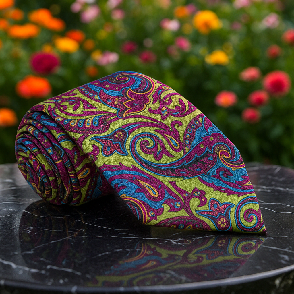 Intricate Paisley Necktie | Bold Colorways for Weddings & Events