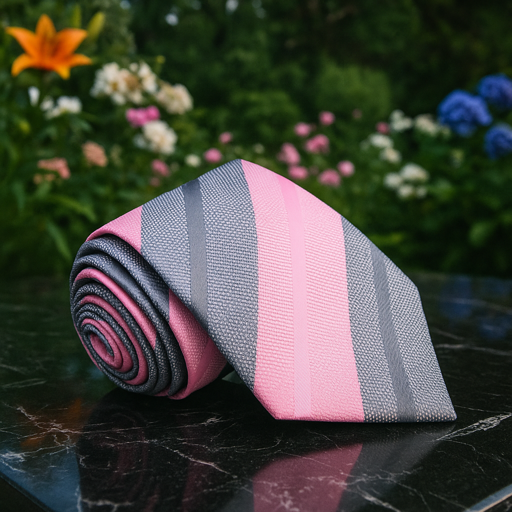 Striped Necktie Collection | Pink/Grey, Red/Grey, Blue/Brown
