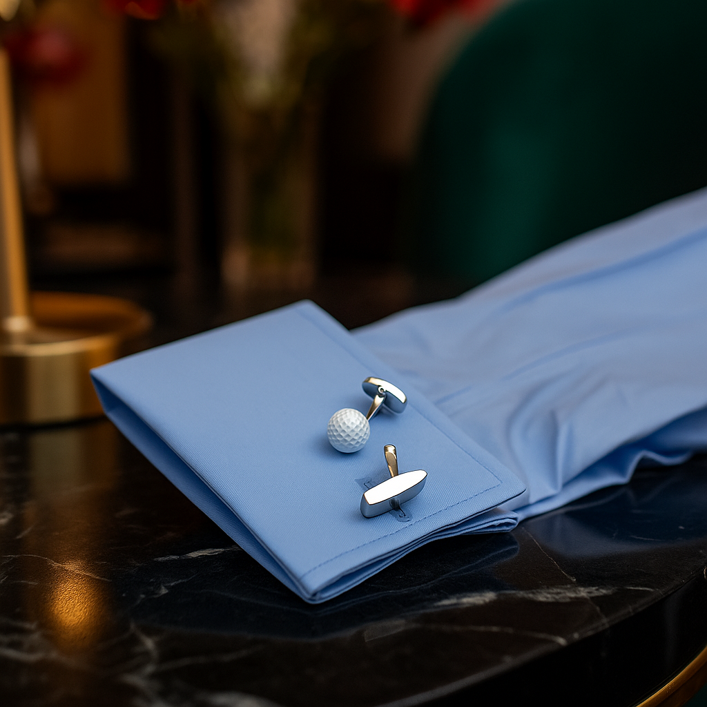 on sleeve small pair of golf cufflinks