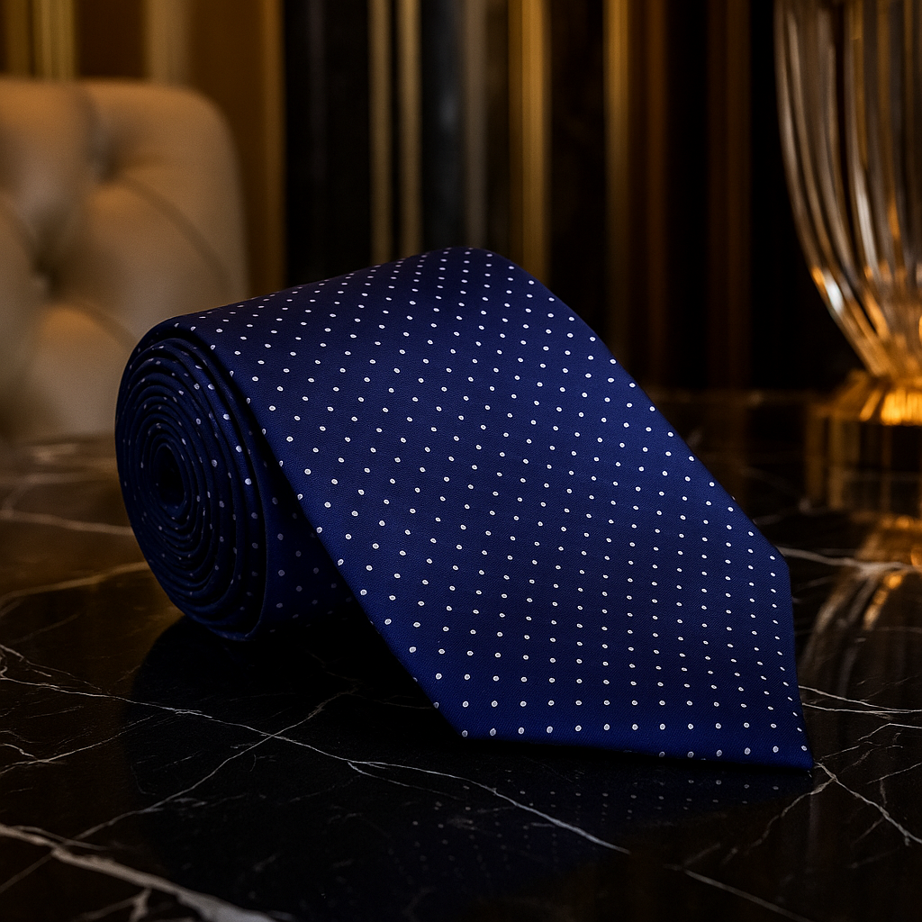 Blue, White Polka Tie