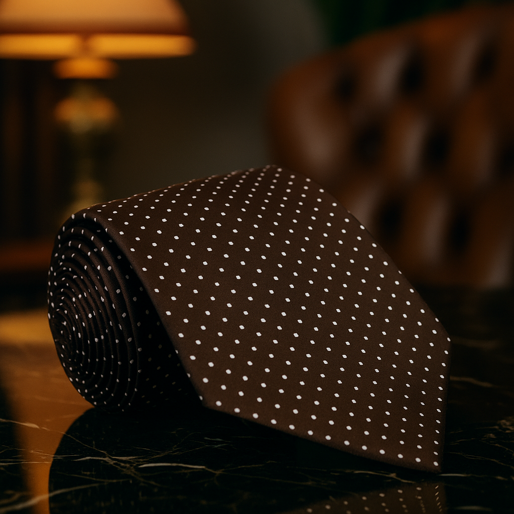 Brown and White Dot Necktie