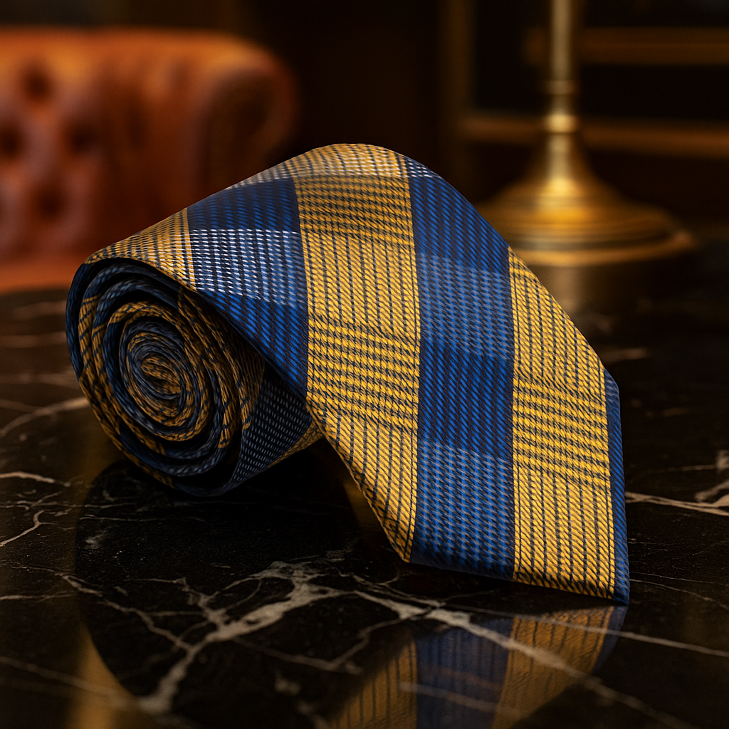 Yellow and Blue Plaid Tie 