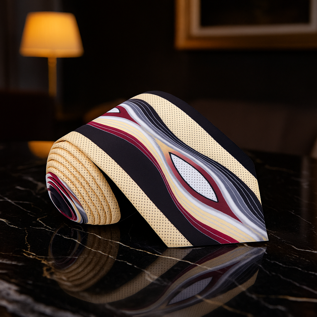 Brown, Red, and Black Abstract Tie