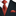 Red tie and pocket square with a black suit on a white background