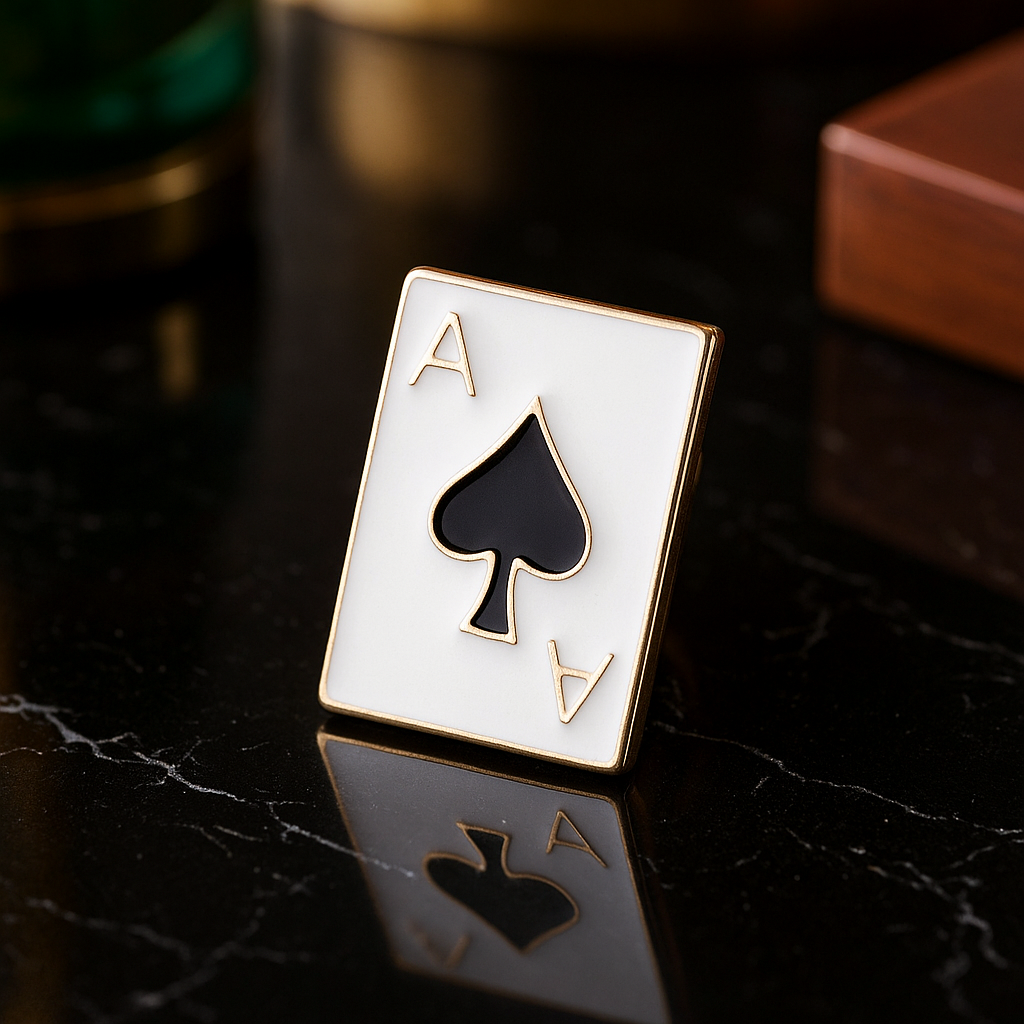 A Small Ace of Spade Card Shaped Lapel Pin