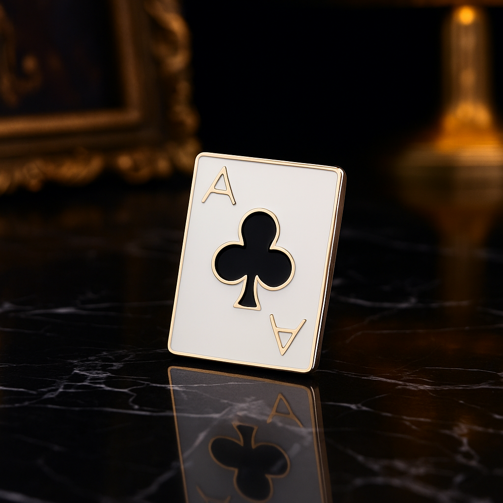 A Small Ace of Clover Card Shaped Lapel Pin