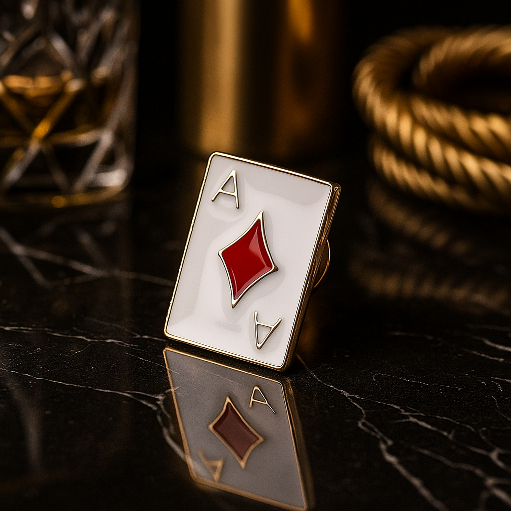 A Small Ace of Diamond Card Shaped Lapel Pin
