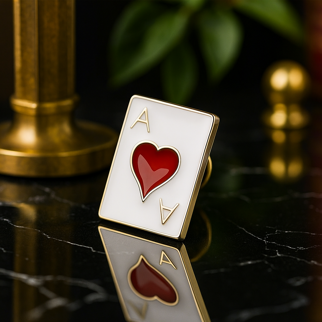 A Small Ace of Heart Card Shaped Lapel Pin