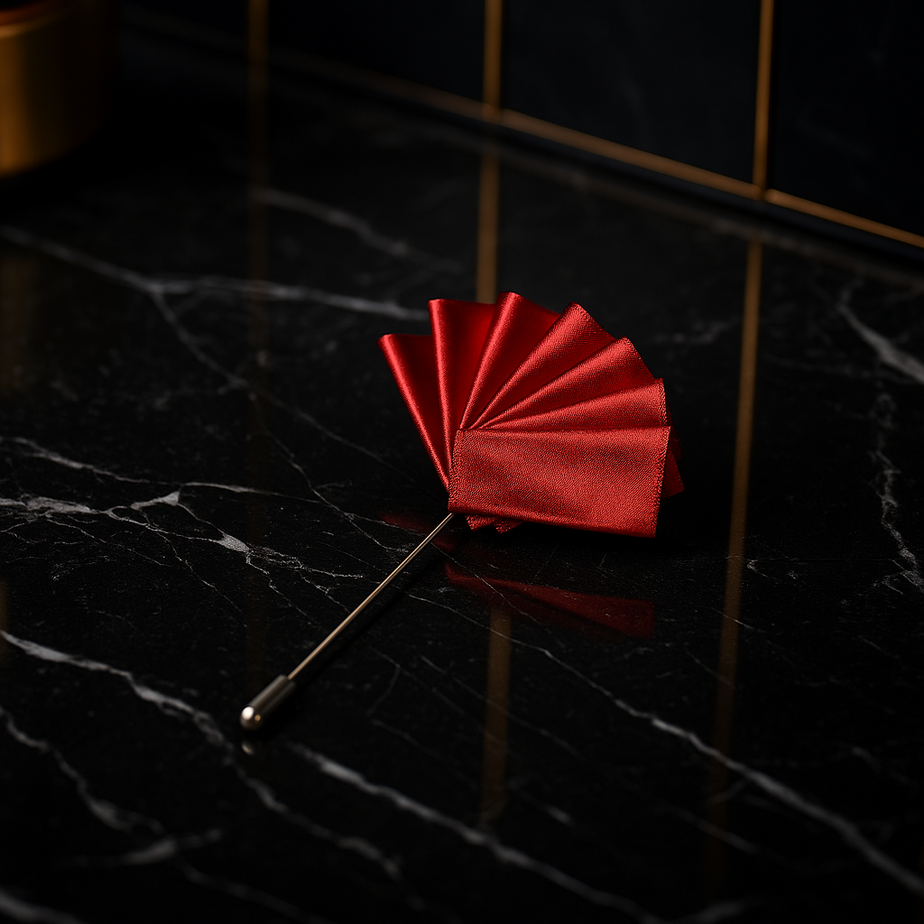 Red Lapel Pin Pocket Square