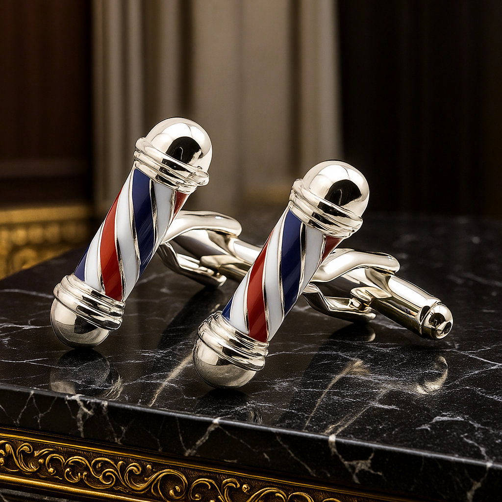 Chrome Barber Pole Cufflinks 1