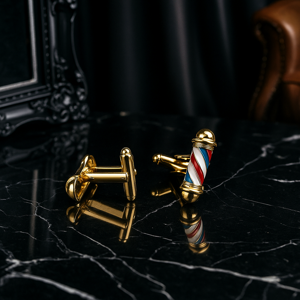 Gold Barber Pole Cufflinks