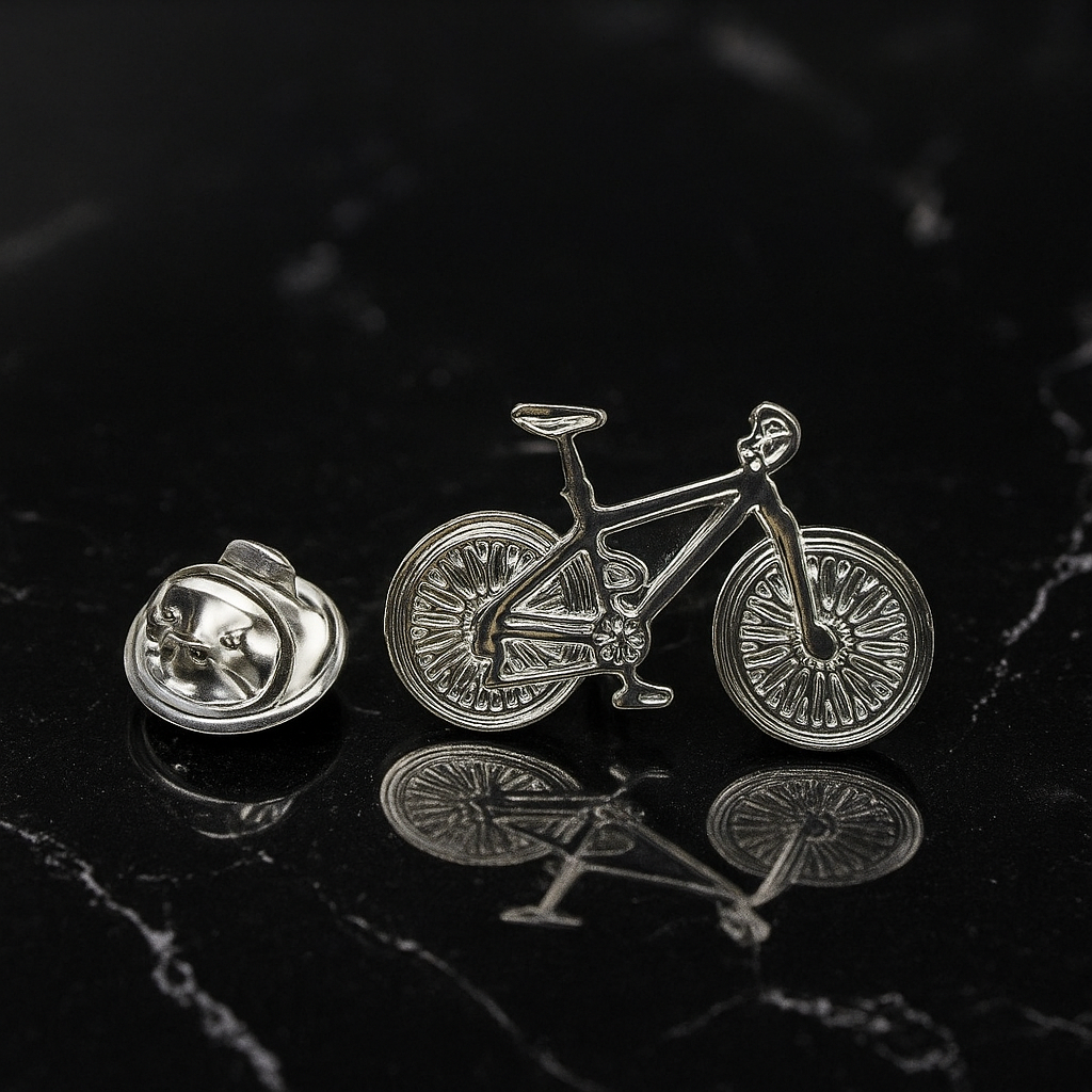 small chrome bike lapel pin