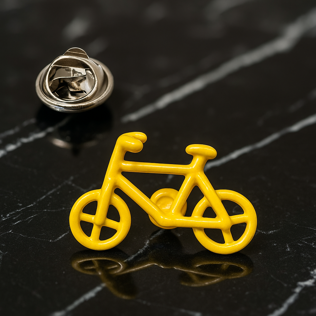 Small yellow bike lapel pin