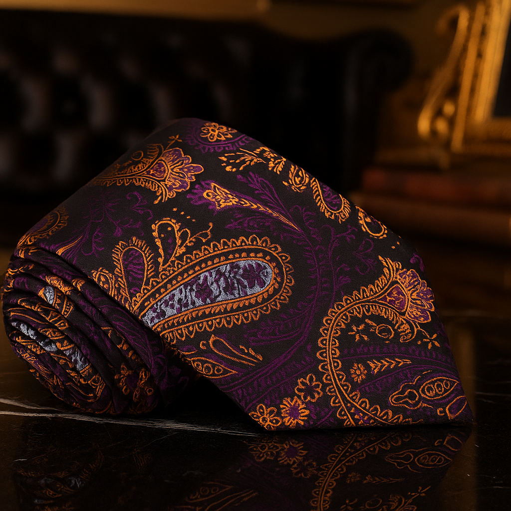 Purple, Orange Paisley Tie