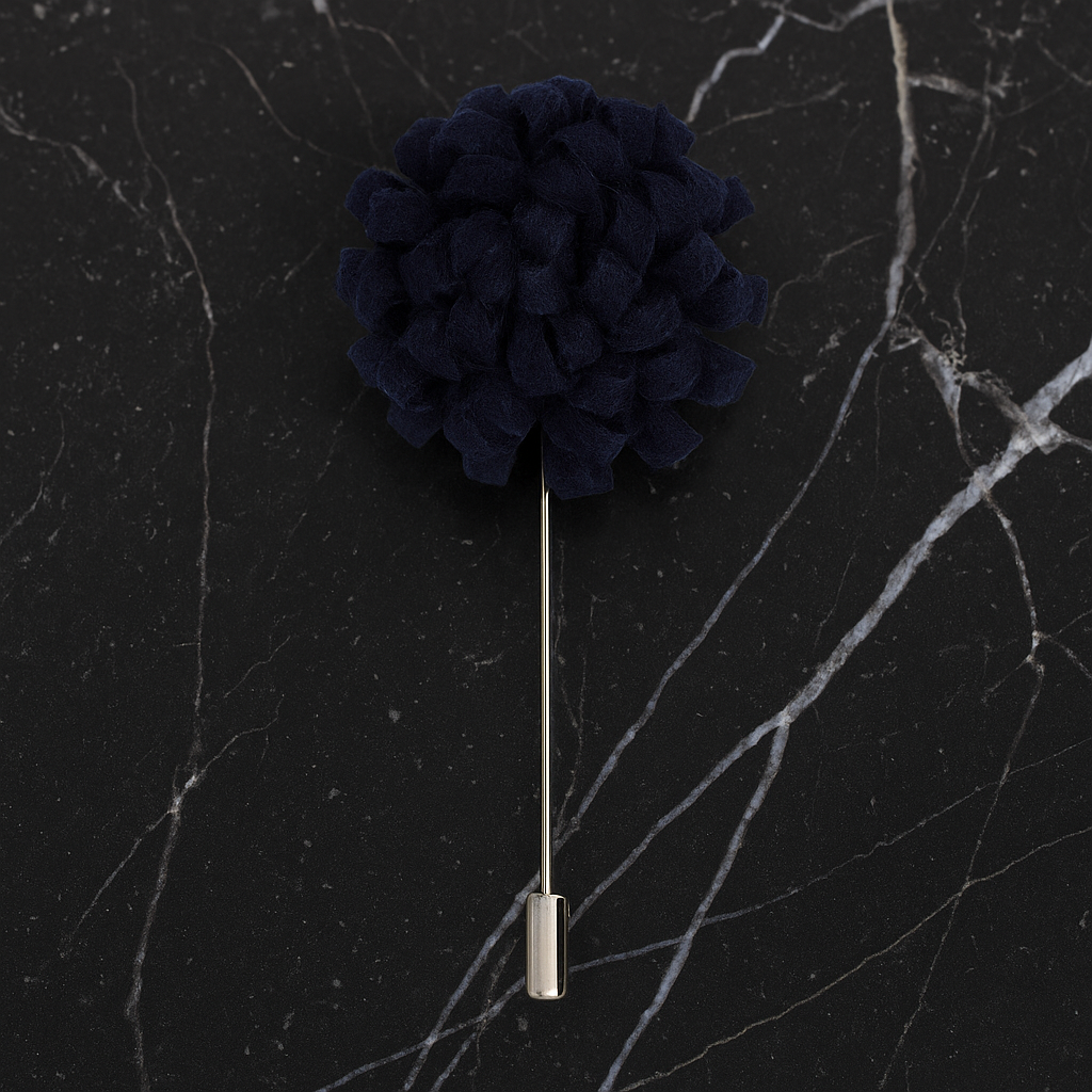 A Deep Blue Knit Burst Lapel Pin||Deep Blue