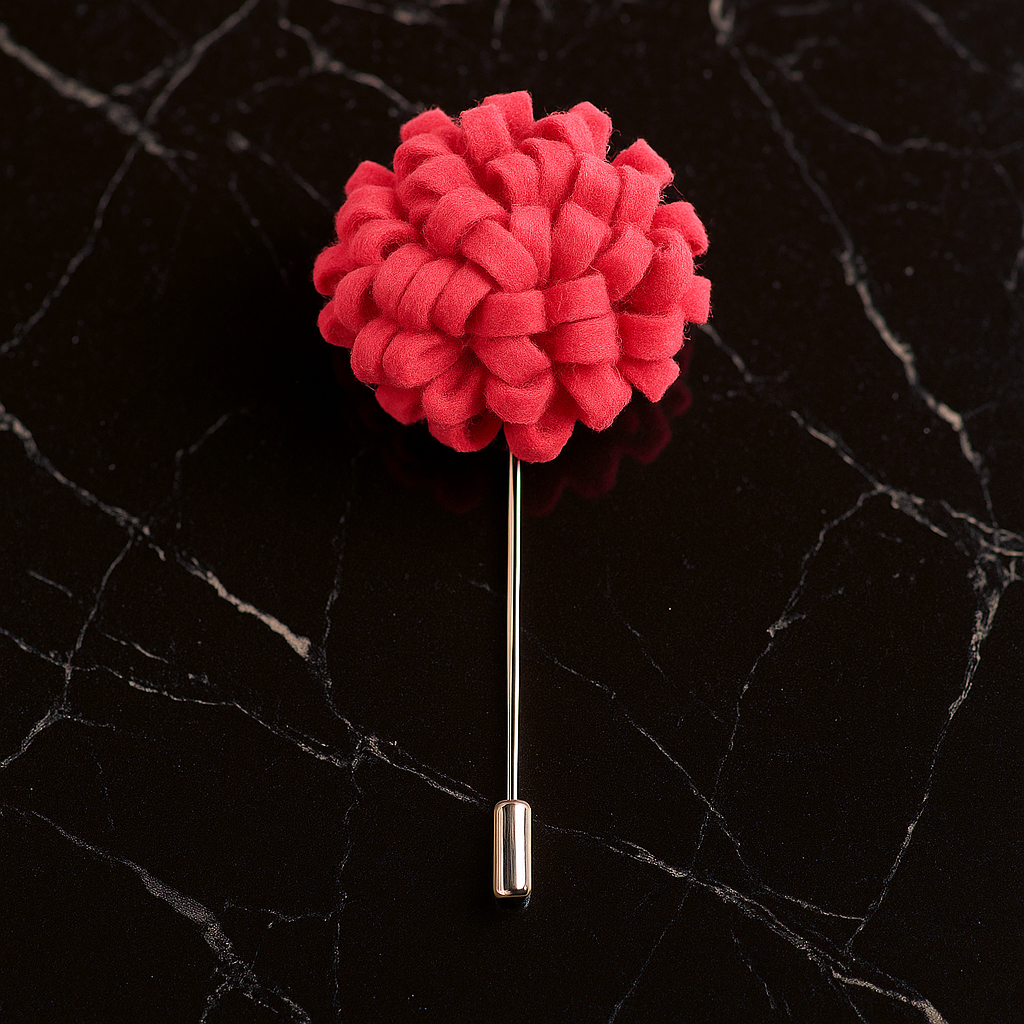 Main View: A Deep Pink Knit Burst Lapel Pin||Deep Pink