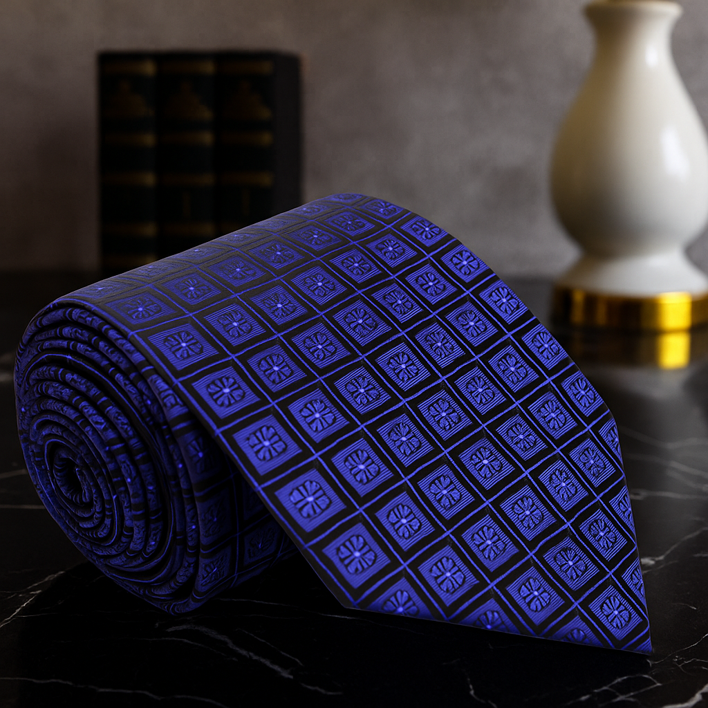 Blue Geometric Tie