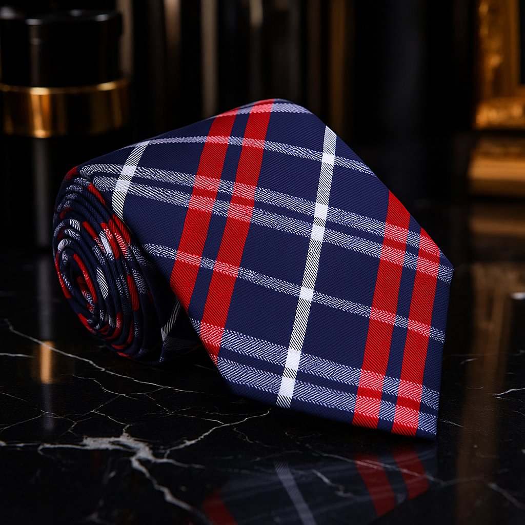 Blue and Red Plaid Tie