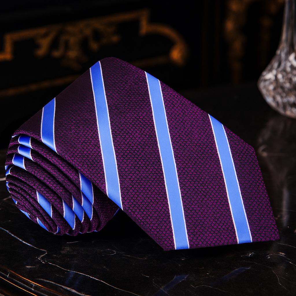 Purple, Light Blue Stripe Tie 