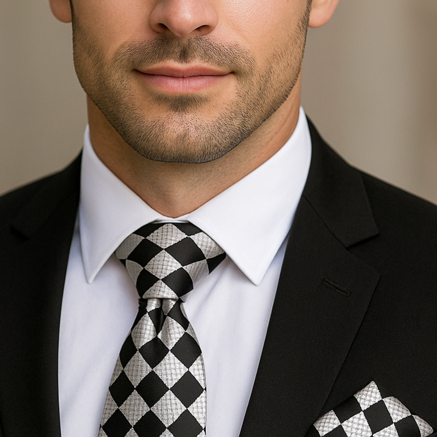 Checkerboard Geometric Necktie