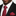 Man wearing a black suit with a red tie and matching pocket square featuring blue polka dots.