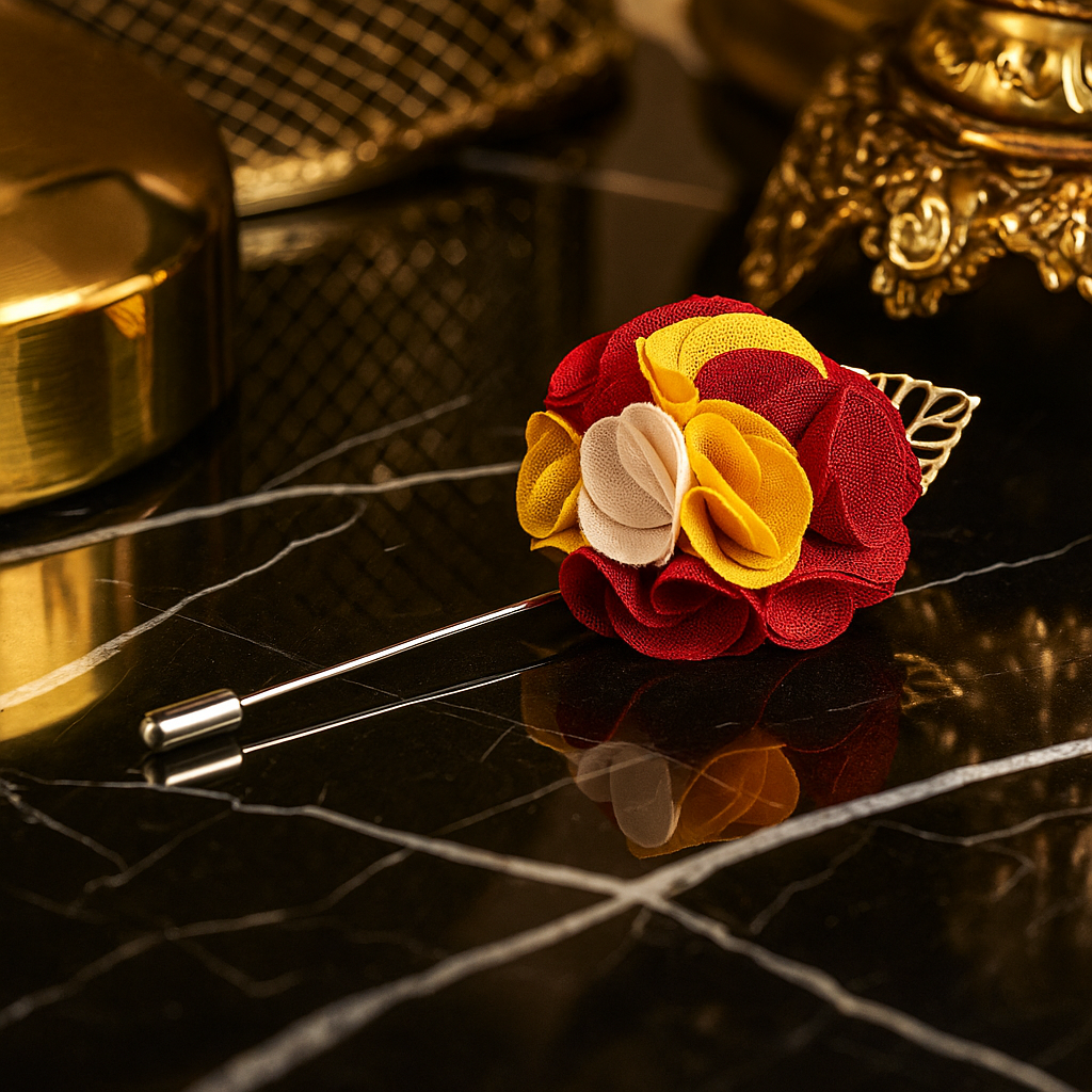 Red and Yellow Lapel Flower 
